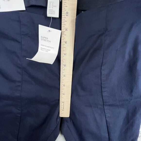 H&M Skinny Pants Womens 14 Navy Blue Super Stretch Ankle Slit High Elasticity - Picture 9 of 16